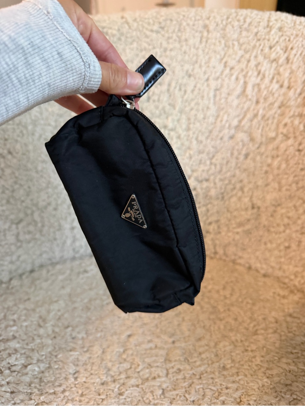 Prada Black Nylon Toiletry Pouch with Metal Logo
